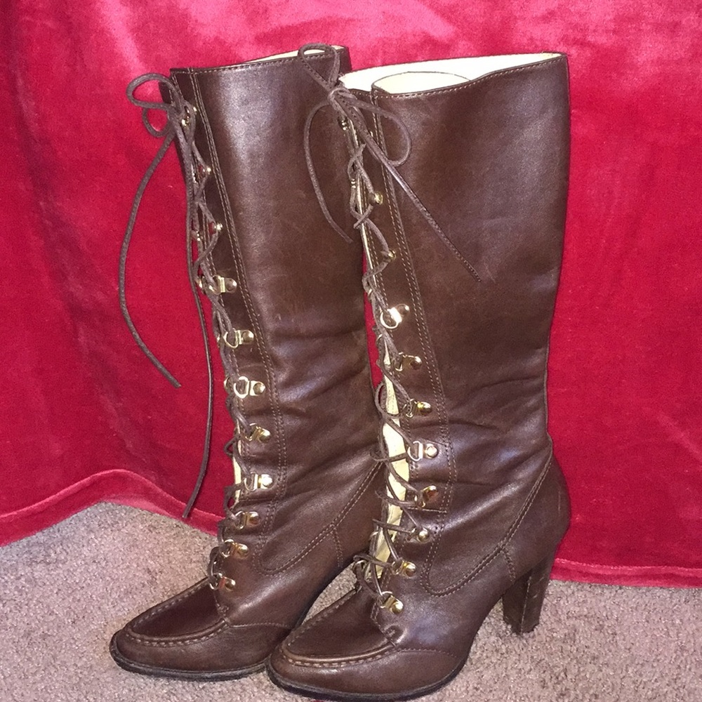 Michael Kors Leather Laced Brown Boot